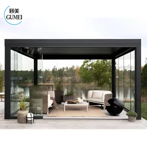 OEM Service Outdoor Pergola Waterproof Louver Roof System Garden Bioclimatic Aluminium Pergola 3x3 3x4 4x4 6x4m
