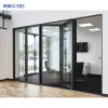 Outdoor Aluminium Double-layered Glass Bi Fold Patio Doors Soundproof Folding Glass Doors