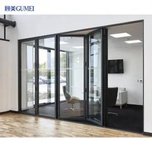 Outdoor Aluminium Double-layered Glass Bi Fold Patio Doors Soundproof Folding Glass Doors
