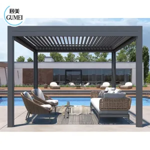 Outdoor Custom Motorized Aluminum Pergola Garden Building Aluminum Modern Waterproof Louvered Bioclimatic Aluminium Pergola