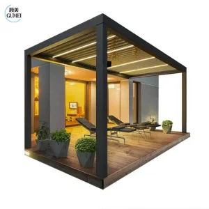 Outdoor Modern 3X3m 3x4m Waterproof Pergola Bioclimatic Aluminum Pavilion Motorized Louver New Condition Directly Manufacturer