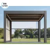Outdoor Modern 10 ft X 10 ft Pergola Waterproof Motorized Louvered Roof Bioclimatic Aluminum Pergola