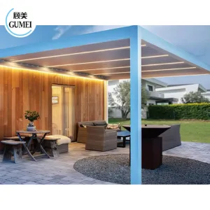 Outdoor Motorized Pergola Bioclimatic Waterproof Garden Buildings Motorized Louvered Roof Aluminum Pergola