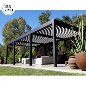 Outdoor Waterproof Garden Pergola Motorized Gazebo Aluminum Louver Pergola Roof Systems Garden Sets