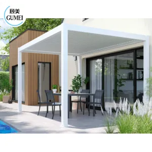 Outdoor Waterproof Motorized Aluminium Pergola Louver Bioclimatic Outdoor Pergola