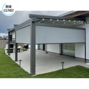 PVC Folding Pergola Retractable Awning Outdoor Roof Pergola With Retractable Canopy for Restaurant