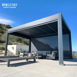 Waterproof Outdoor Pergola Garden Pergola Aluminium Outdoor Motorized Louvered Pergola Gazebo Outdoor With Sliding Glass Door