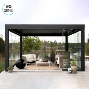 Waterproof Pergola Louvers Remote Control Motorized Outdoor Gazebo Aluminum Pergola