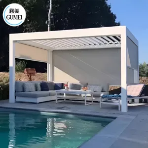 3x3 3x4 Outdoor Garden Motorized Aluminum Pergola Bioclimatic Pergola Waterproof Aluminium Louver Pergola