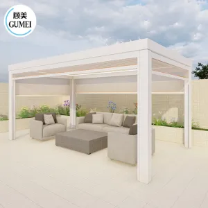 10x10 12x10 14x14 14x16 Ft Modern Garden Outdoor Aluminum Louvered Pergola Waterproof Luxury Patio Automatic Motorized Pergola