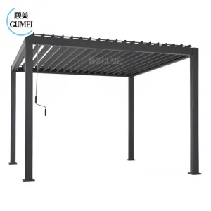 3x3m 3x4m Pergola Gazebo Waterproof Bioclimatic Outdoor Garden Manual Louvered RoofAluminum Pergola