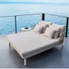 Adjustable Aluminum Double Seater Chaise Lounge Sun Lounger Daybed Patio Outdoor Furniture Set for Hotel Garden Pool Home Use