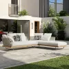 All-Weather Garden Furniture Sofa for Courtyard Hall Customized for Villa Hotel Projects Luxury Modern Teak Outdoor Sofa Set