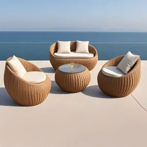 All-Weather Modern Design Outdoor Furniture Set Wicker Garden Rattan Sofas Comfortable Cushion for Courtyard Parks Hotels Villas