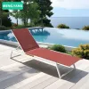 Beach Hotel Pool Furniture Sun Loungers Waterproof Fabric Red Outdoor Chaise Garden Leisure Aluminum Frame Lounge Chair