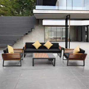 European Popular Modern Aluminum Outdoor Sofa Patio Furniture Set Weather-Proof Living Room Suitable Made From Quality Teak