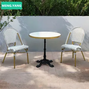 Factory Wholesale Outside French Bistro Cafe Rattan Chairs Outside Patio Garden French Restaurant Chairs