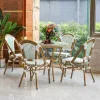 French Modern Garden Restaurant Wicker Aluminum Furniture Outdoor Patio Cafe Rattan Bistro Dining Chairs