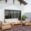 High End Teak Wood Patio Hotel Furniture Backyard Outdoor Teak Garden Sofa Set With Cushions Modern Teak Wood Furniture