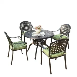 Hot Selling Cast Aluminum Garden Dining Table and Chair Set Waterproof Outdoor Furniture for Hotels Metal Construction