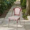Hotel French Bistro Leisure Garden Aluminum Outdoor Rattan Chair Set Stackable Dining Chair Restaurant Bamboo Outdoor Furniture