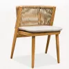 Leisure Teak Wood Outdoor Garden Balcony Patio Coffee Shop Rattan Table Chair Set for Dining in Restaurants Outdoor Furniture