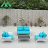Luxury Aluminum Outdoor Garden Furniture Modular Sofa Set Hotel Furniture Set for Villa Balcony Outdoor Furniture Set Sky Blue