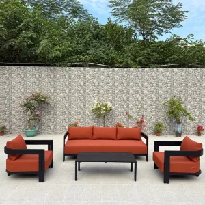 Luxury Aluminum Outdoor Patio Garden Furniture Modular Sofa Hotel Furniture Set Outdoor Furniture Set Villa Terrace Black