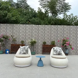 Luxury Aluminum Outdoor Rattan Garden Furniture Sofa for Hotel Resort Villa Garden Terrace Outdoor Furniture Set White