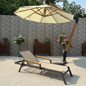 Luxury Aluminum Outdoor Teak Sun Lounger Sunbed for Garden Patio Hotels Swimming Pool for Sunbathing Beach Lounger