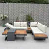 Luxury Aluminum Teak Outdoor Patio Furniture Modular Sofa Hotel Furniture Outdoor Furniture Set for Hotel Villa Garden Terrace