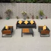 Luxury Aluminum Teak Outdoor Patio Garden Furniture Modular Sofa Hotel Furniture Outdoor Furniture Set for Hotel Villa Terrace