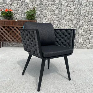 Luxury Modern Aluminum Outdoor Chair Black Hotels Villas Gardens Pools Restaurants Cafes-Commercial Outdoor Furniture Set