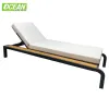 Luxury Modern Design Chaise Lounge Teak Aluminum Outdoor Sunbed Thickened Cushion Garden Patio Hotel Swimming Pool Beach Use