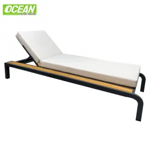 Luxury Modern Design Chaise Lounge Teak Aluminum Outdoor Sunbed Thickened Cushion Garden Patio Hotel Swimming Pool Beach Use
