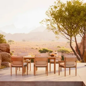 Luxury Modern Outdoor Dining Set Restaurant Hotel Dining Furniture Teak Garden Dining Table and Chairs