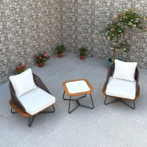 Luxury Modern Simplicity Teak Aluminum Outdoor Garden Furniture Sofa Set for Hotel Villa Balcony Outdoor Furniture Set