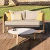 Luxury Modern Teak Outdoor Sofa Set All-Weather Patio Furniture Sofa for Courtyard Hall Customized for Villa Hotel Projects