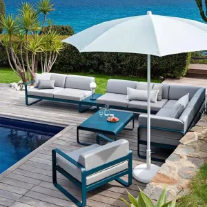 Luxury Modular Aluminum Outdoor Furniture Set All-Weather Garden Sofa for Patio Resort Park Living Room Dining Application