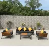 Luxury Modular Outdoor Patio Garden Furniture Set Teak Wood Aluminium Frame Sofa for Hotels Villas Terraces