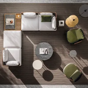 Luxury Modular Sofa Set for Outdoor Garden Modern Design with Aluminum Teak and Rattan Wood for Hotels Villas