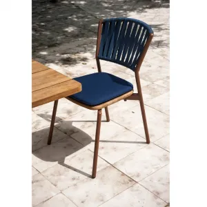 Luxury Outdoor Garden Chair Stackable Rope and Teak Patio Chair