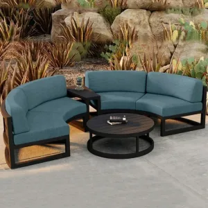 Luxury Outdoor Patio Garden Round Aluminum All Weather Modular Resort Furniture Sofa Set Garden Outdoor Furniture Set