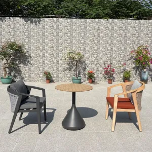 Luxury Teak Aluminum Outdoor Garden Table and Chair Set for Hotel Villa Balcony Restaurant Cafe Outdoor Furniture Set
