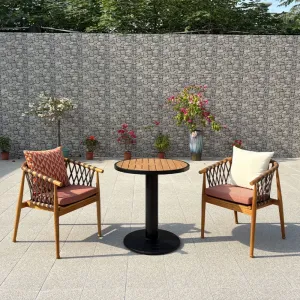 Luxury Teak Outdoor Rattan Table and Chair Garden Rattan Chair Set for Restaurant Hotel Villa Balcony Outdoor Furniture Set