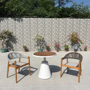 Luxury Teak Outdoor Table and Chair Garden Rattan Chair Set for Villa Balcony Restaurant Cafe Hotel Outdoor Furniture Set