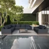 Luxury Teak Rattan Garden Sofa Set Hotels Villas Resorts Aluminum Frame Patio Outdoor Furniture Hotels Resorts Villas Gardens