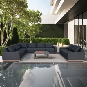 Luxury Teak Rattan Garden Sofa Set Hotels Villas Resorts Aluminum Frame Patio Outdoor Furniture Hotels Resorts Villas Gardens