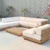 Luxury Teak Wood Outdoor Garden Sofa Set Aluminum Patio Furniture for Villa Resort Hotels and Balconies for Balcony Use