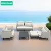 Luxury Villa Garden Furniture White Lounge Waterproof Fabric Outdoor Couch Patio Aluminum Multi Seater Sectional Sofa Set